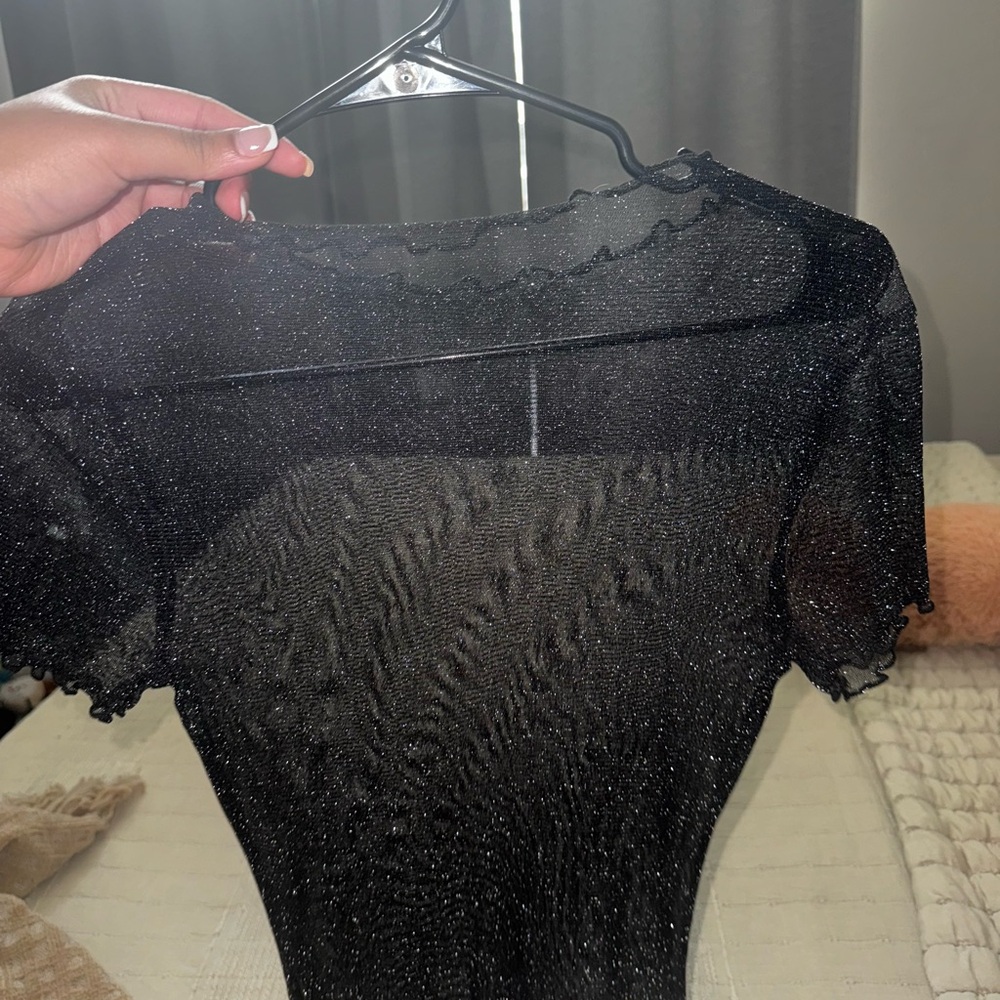 Black Sheer Short Sleeve Bodysuit